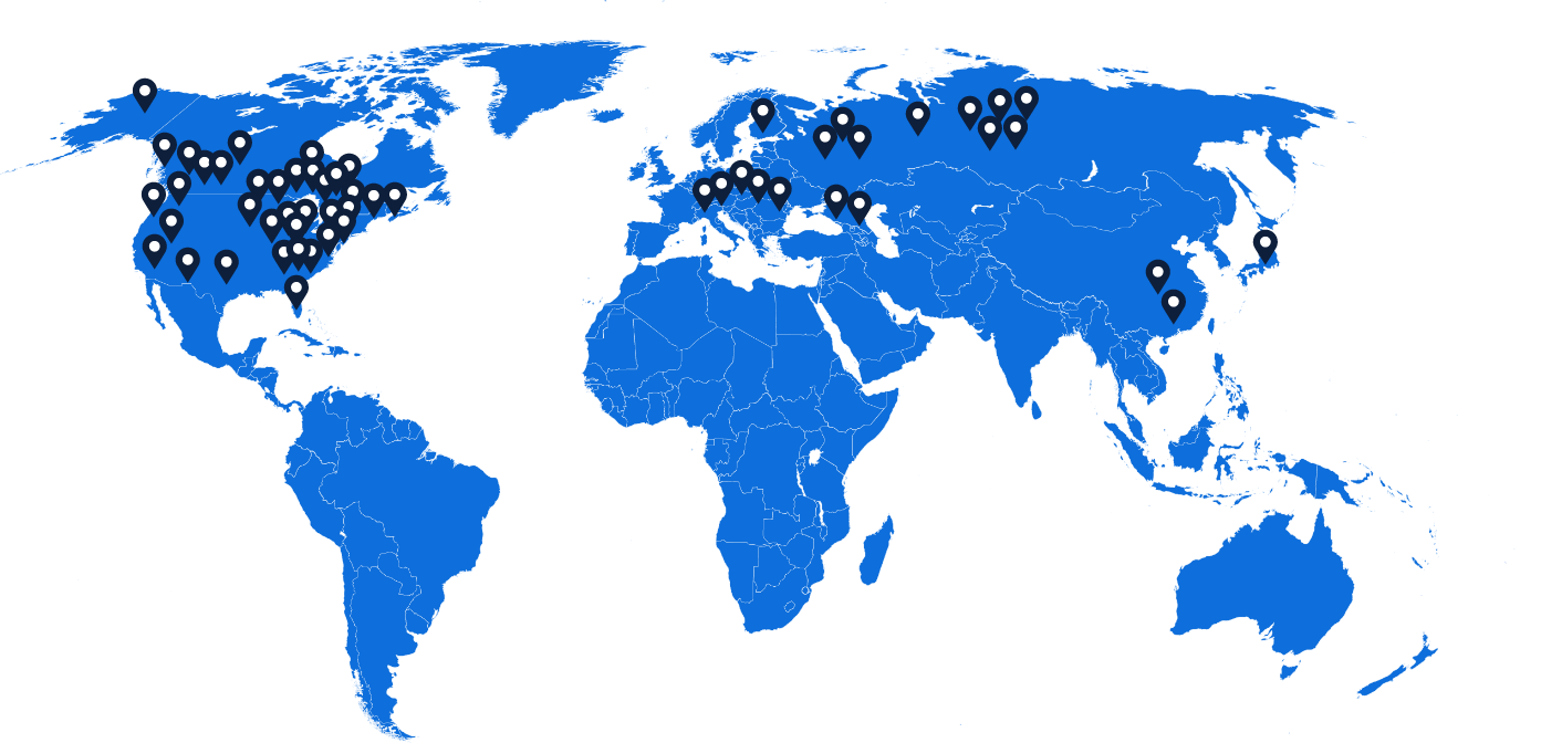 Map showing RapidShot locations across the globe